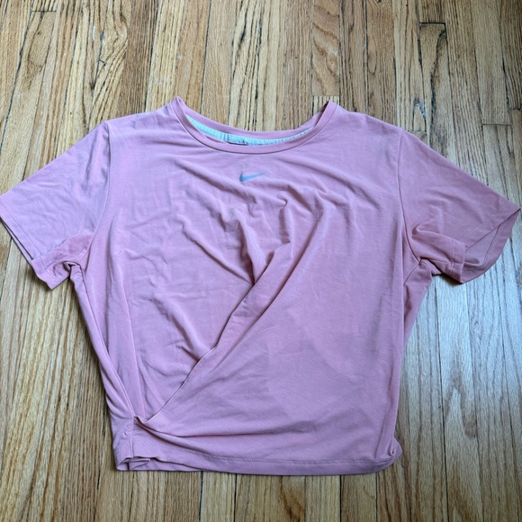 Nike Tops - Nike One Luxe Twist Front Crop Top Pink Athletic Tee Size M